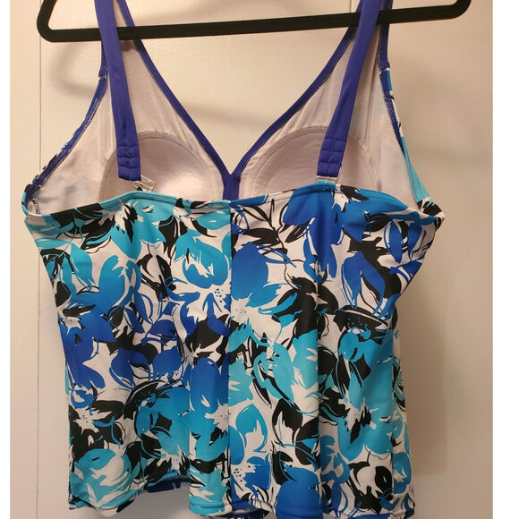 Zero Posur Tankini Royal Blue & Turquoise Size 14 Adjustable Straps - Picture 4 of 7
